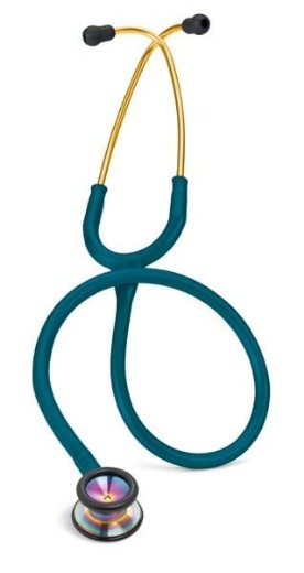 Picture of 3M Littmann 2153 Classic II Paediatric Stethoscope - Special Edition Rainbow Chestpiece; Caribbean Blue Tube; Brass Stem And Headset