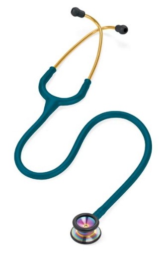 Picture of 3M Littmann 2153 Classic II Paediatric Stethoscope - Special Edition Rainbow Chestpiece; Caribbean Blue Tube; Brass Stem And Headset