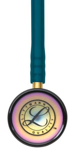 Picture of 3M Littmann 2153 Classic II Paediatric Stethoscope - Special Edition Rainbow Chestpiece; Caribbean Blue Tube; Brass Stem And Headset