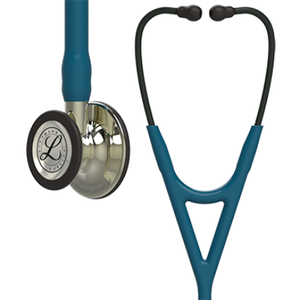 Picture of 3M Littmann 6190 Cardiology IV Stethoscope - High-Polish Champagne Chestpiece;Caribbean Blue Tube; Smoke Stem And Headset