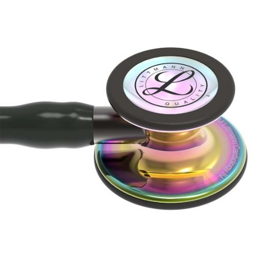 Picture of 3M Littmann 6240 Cardiology IV Stethoscope - High-Polish Rainbow Chestpiece; Black Tube; Smoke Stem And Headset