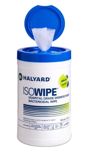 Picture of Halyard Isowipe Disinfectant Bactericidal Wipes - Tub