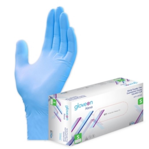 Picture of Alexa Nitrile Exam Gloves Non-Sterile Powder Free Gauntlet Cuff Small