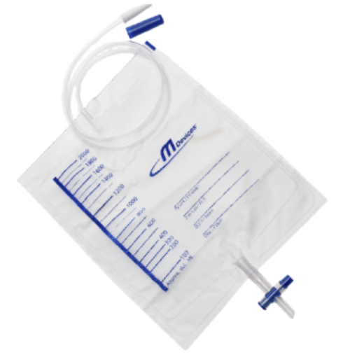 Picture of Drainage Bag 2000mL T-Tap NRV Sample Port 120cm Clear Tubing Sterile