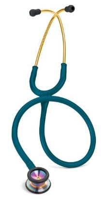 Picture of 3M Littmann 2153 Classic II Paediatric Stethoscope - Special Edition Rainbow Chestpiece; Caribbean Blue Tube; Brass Stem And Headset
