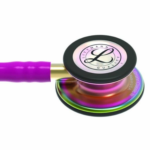 Picture of 3M Littmann 5806 Classic III Stethoscope - Special Edition Rainbow Chestpiece; Raspberry Tube; Brass Stem And Headset