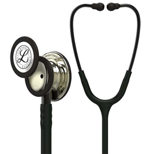 Picture of 3M Littmann 5861 Classic III Stethoscope - High-Polish Champagne Chestpiece; Black Tube; Smoke Stem And Headset