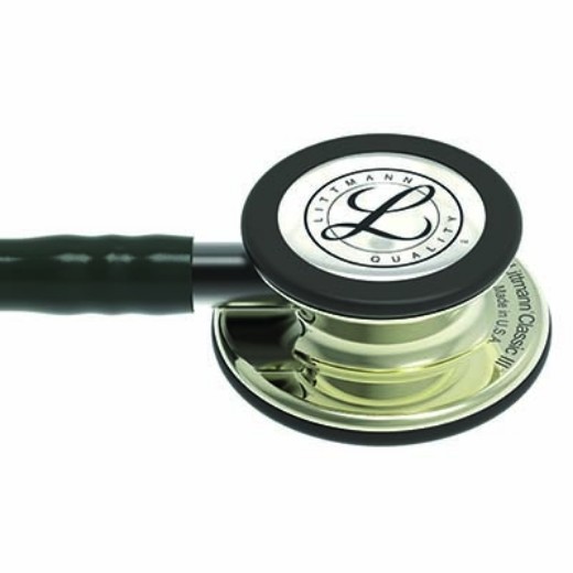 Picture of 3M Littmann 5861 Classic III Stethoscope - High-Polish Champagne Chestpiece; Black Tube; Smoke Stem And Headset