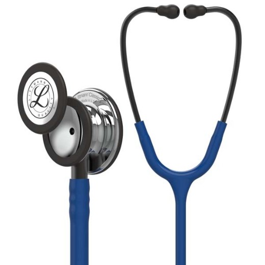 Picture of 3M Littmann 5863 Classic III Stethoscope - High-Polish Mirror Chestpiece; Navy-Blue Tube; Smoke Stem And Headset