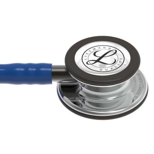 Picture of 3M Littmann 5863 Classic III Stethoscope - High-Polish Mirror Chestpiece; Navy-Blue Tube; Smoke Stem And Headset