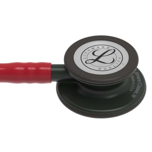 Picture of 3M Littmann 5868 Classic III Stethoscope - Special Edition Black Chestpiece; Burgundy Tube; Black Stem And Headset