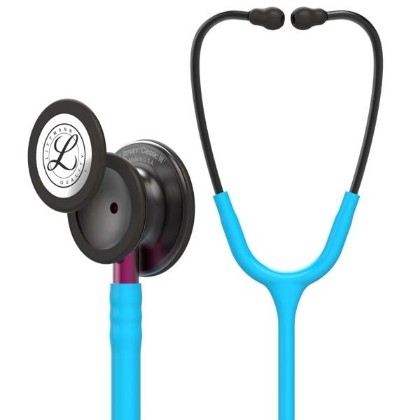 Picture of 3M Littmann 5872 Classic III Stethoscope - Special Edition Smoke Chestpiece; Turquoise Tube; Pink Stem; Smoke Headset