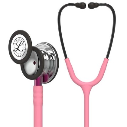 Picture of 3M Littmann 5962 Classic III Stethoscope - High-Polish Mirror Chestpiece; Pearl Pink Tube; Pink Stem; Smoke Headset