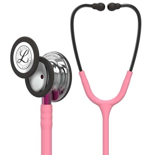 Picture of 3M Littmann 5962 Classic III Stethoscope - High-Polish Mirror Chestpiece; Pearl Pink Tube; Pink Stem; Smoke Headset