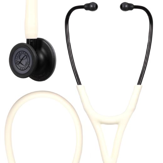 Picture of 3M Littmann 6186 Cardiology IV Stethoscope; Satin-finish With Black Matte-finish Chestpiece And Alabaster (White) Tubing