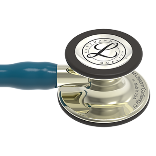Picture of 3M Littmann 6190 Cardiology IV Stethoscope - High-Polish Champagne Chestpiece;Caribbean Blue Tube; Smoke Stem And Headset
