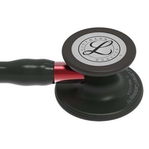 Picture of 3M Littmann 6200 Cardiology IV Stethoscope - Special Edition Black Chestpiece Tube And Headset; Red Stem