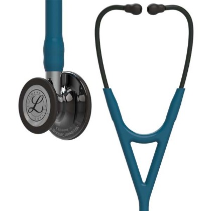 Picture of 3M Littmann 6234 Cardiology IV Stethoscope - High-Polish Smoke Chestpiece; Caribbean Blue Tube; Mirror Stem; Smoke Headset