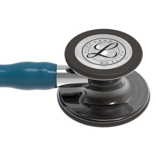 Picture of 3M Littmann 6234 Cardiology IV Stethoscope - High-Polish Smoke Chestpiece; Caribbean Blue Tube; Mirror Stem; Smoke Headset