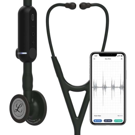 Picture of 3M Littmann 8480 CORE Digital Stethoscope - Black Chestpiece; Tube; Stem And Headset