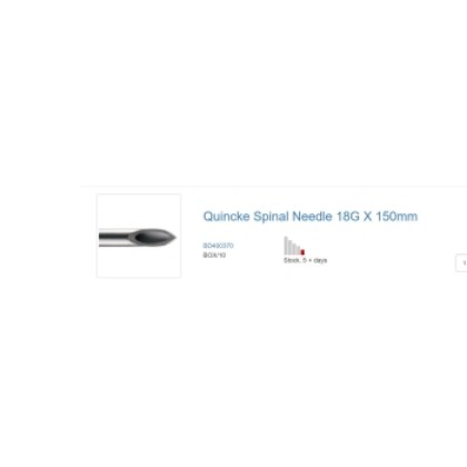 Picture of Quincke Spinal Needle 22G X 7" (178mm)