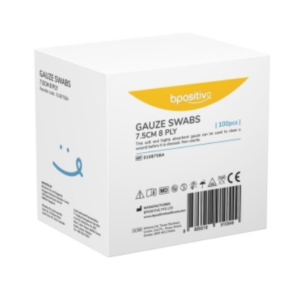 Picture of Bpositive Gauze Square 7.5cm 8ply Non-sterile