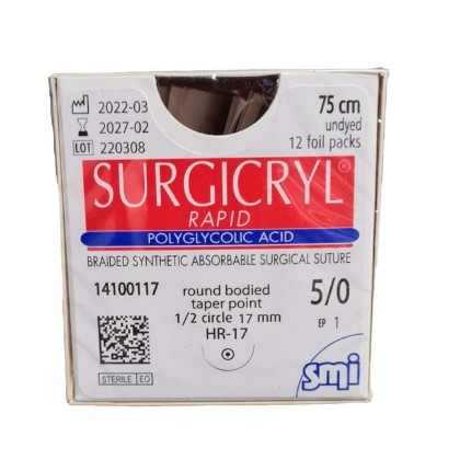 Picture of Surgicryl Rapid 5-0 17mm 75cm Undyed