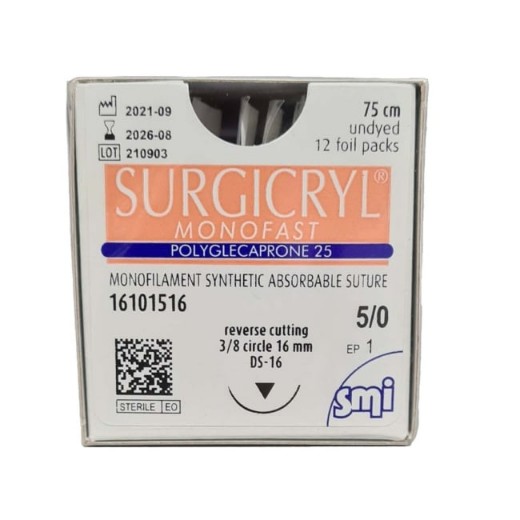 Picture of Surgicryl Monofast 5-0 RC 16mm 75cm Undyed