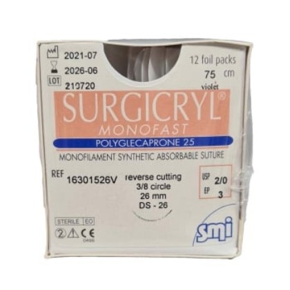 Picture of Surgicryl Monofast 2-0 26mm RC 75cm Violet