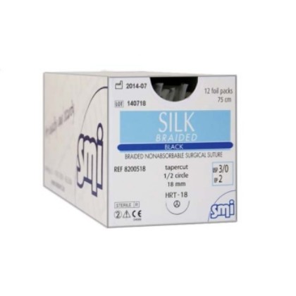 Picture of Silk Suture 3-0 19mm RC 75cm Black