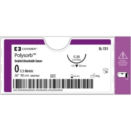 Picture of Polysorb 4-0 C-13 19mm 75cm Suture Undyed