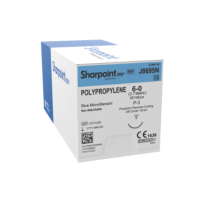 Picture of Sharpoint Polypropylene 5-0 13mm Precision Reverse Cutting 45cm P-3 Blue