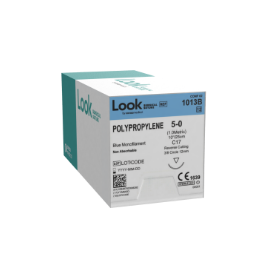 Picture of Look Polypropylene 6-0 12mm Reverse Cutting 25cm C17 Blue