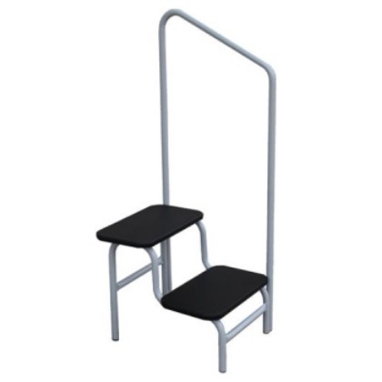 Picture of Step Up Stool DBL Pcoated With Hand Rail Black