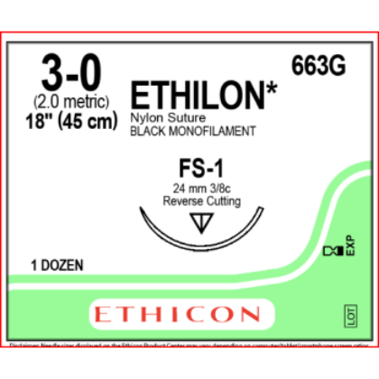 Picture of Ethilon 3-0 24mm FS-1 45cm Suture