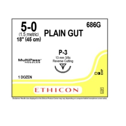 Picture of Plain Catgut 5/0 13mm P-3 3/8 Circle Precision Point Fast Cutting 45cm Undyed
