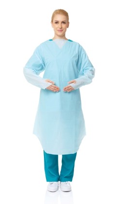 Picture of PrimeOn Isolation Gown With Thumb Hook Blue X-Large