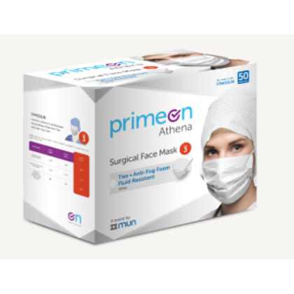 Picture of Athena Level 3 Surgical Face Mask With Ties And Anti-Fog Foam White