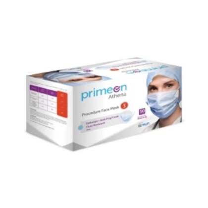 Picture of Athena Level 3 Surgical Face Mask With Earloops And Anti-Fog Foam Blue