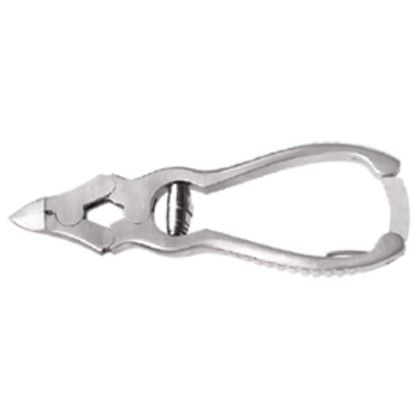 Picture of Double Action Nail Nipper Curved Jaw Box-Joint Grooved Handle With Lock Barrel Spring Satin Finish 12Cm