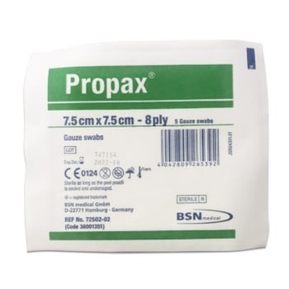 Picture of Gauze Swabs 7.5cm X 7.5cm Sterile 5 Pack (Propax)