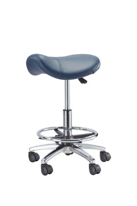 Picture of Premium Saddle Stool With Footrest - Navy