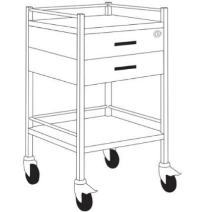 Picture of Trolley Stainless Steel - 2 Drawer With Lock - 50 X 50 X 90cm