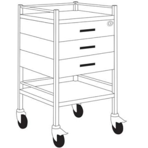 Picture of Trolley Stain Steel 3 Drawer With Lock 50x50x90cm