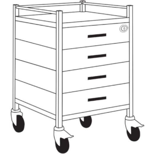 Picture of Trolley Stain Steel 4 Drawer W/ Lock 50x50x90cm
