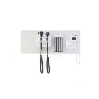 Picture of Welch Allyn 77716 Diagnostic Wall System - PanOptic Basic LED Ophthalmoscope; MacroView Basic LED Otoscope; Ear Specula Dispenser And SureTemp Thermometer