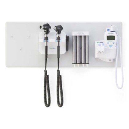 Picture of Welch Allyn 77716 Diagnostic Wall System - PanOptic Plus LED Ophthalmoscope; MacroView Plus LED Otoscope; IExaminer And SureTemp Thermometer
