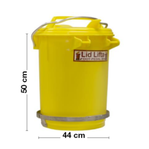 Picture of 35L Clinical Biohazard Bin Yellow With Foot Pedal